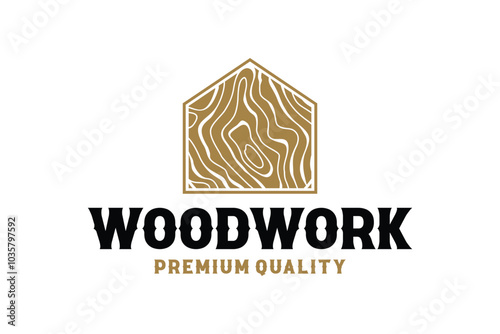 wood house logo, home grain timber lumber logo design icon vector