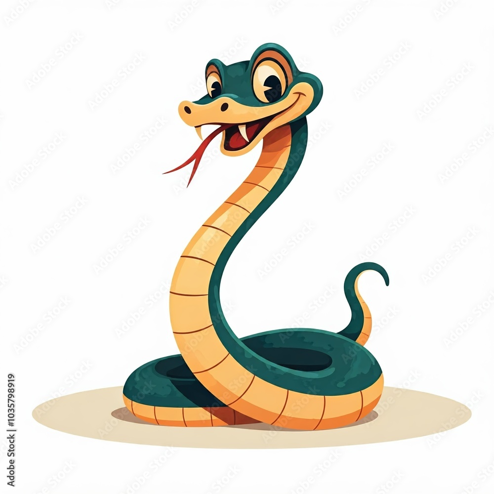 Fototapeta premium cartoon snake character, isolated