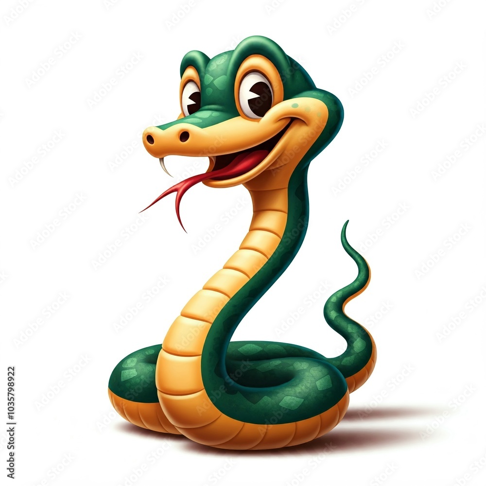 Fototapeta premium cartoon snake character, isolated