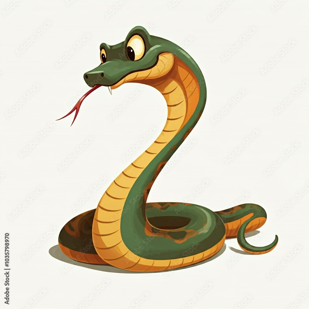 Fototapeta premium cartoon snake character, isolated