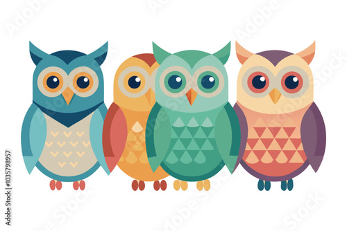 Colorful Cartoon Owls in Various Artistic Styles