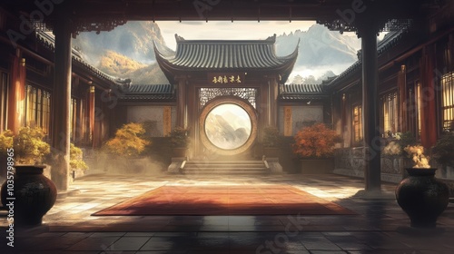 Kung Fu dojo background for a martial arts-themed fighting game