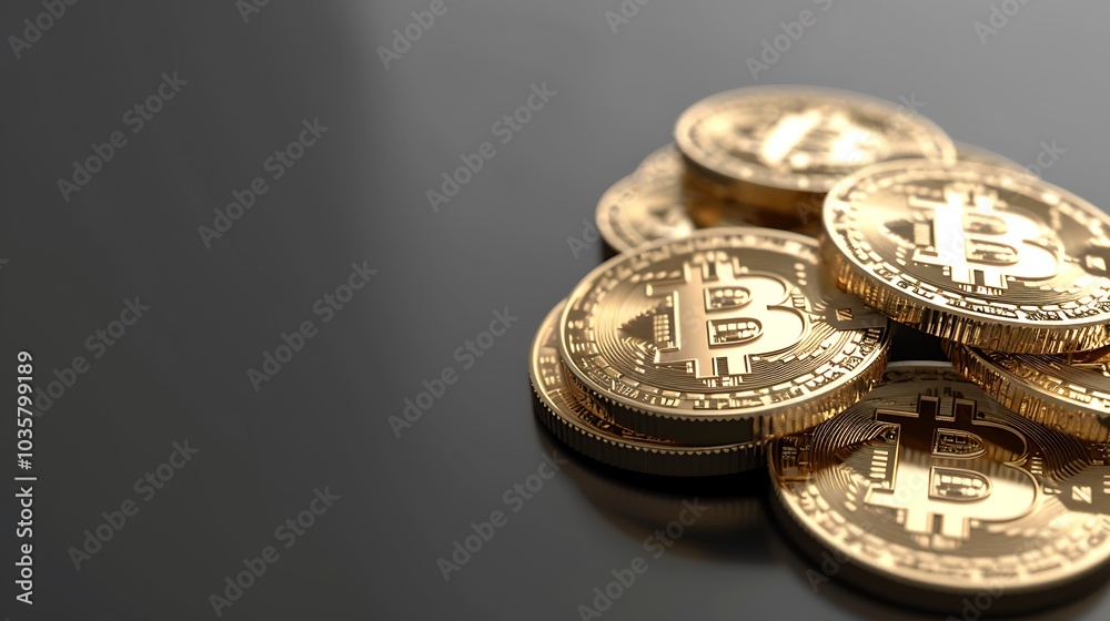 A pile of shiny gold Bitcoin coins representing cryptocurrency and digital finance. A pile of shiny gold Bitcoin coins representing cryptocurrency and digital finance.