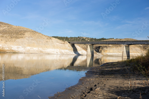 central montana river, bridge, river bed