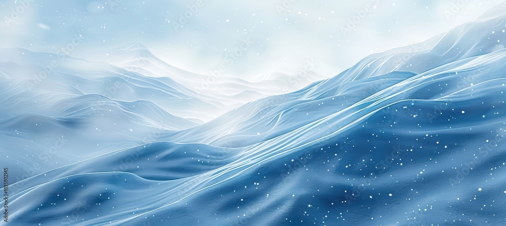 Wintery Snow-Covered Hills with Flowing Snowdrifts and Falling Snowflakes - Peaceful Atmosphere Wintery Snow-Covered Hills with Flowing Snowdrifts and Falling Snowflakes - Peaceful Atmosphere
