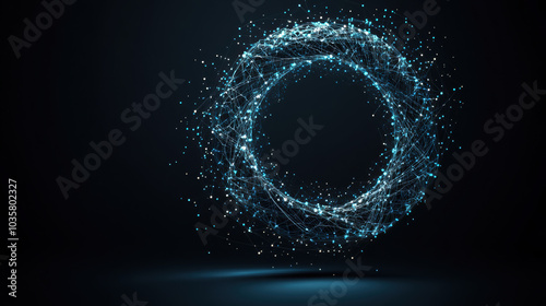 Intricate 3D vector spiral with glowing particles and wireframe structure