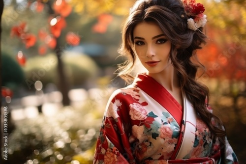 Portrait of a geisha adorned in traditional attire,ai generated