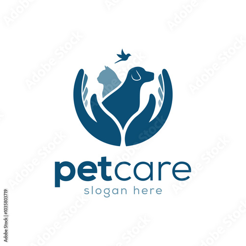 Pet care logo design template. Animal care logo design.