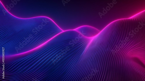 abstract futuristic neon background with glowing ascending lines