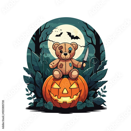 Creepy Halloween Vector Haunted House and Spooky Webs