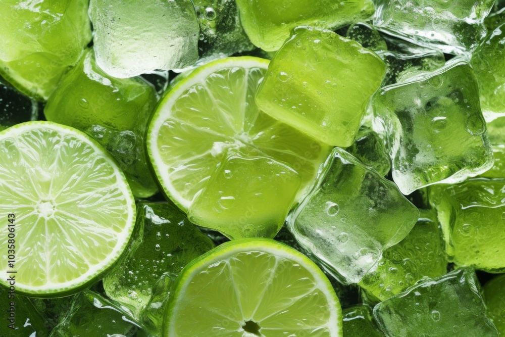 close up lime ice cubes,ai generated close up lime ice cubes,ai generated