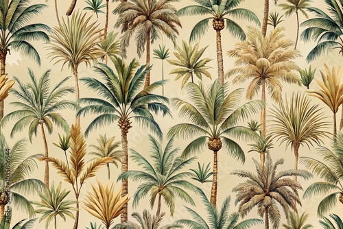 Safari Palms Nature Beige Pattern for Stationery and Decor