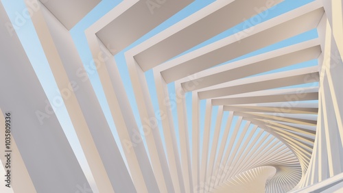 Abstract architecture background geometric shapes in design interior 3d render