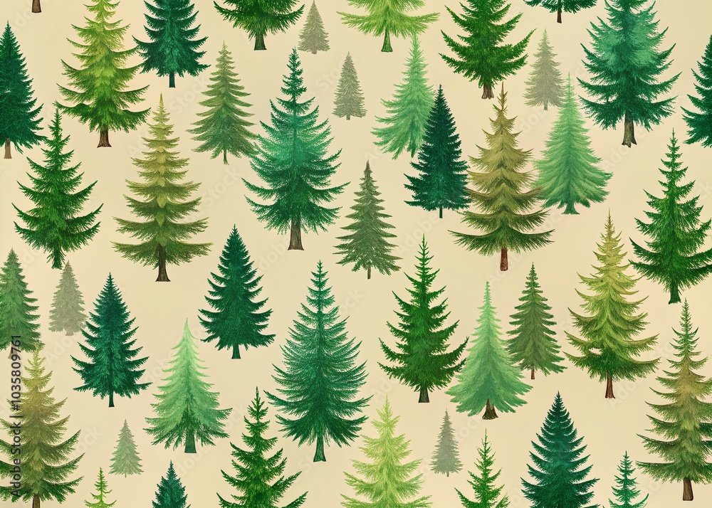 Seamless Pattern of Forest Fir Trees Silhouette - Coniferous Green Spruce Vector for Nature Designs Seamless Pattern of Forest Fir Trees Silhouette - Coniferous Green Spruce Vector for Nature Designs