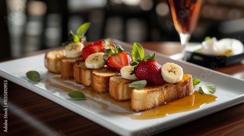 Delicious French Toast with Fresh Fruits and Syrup