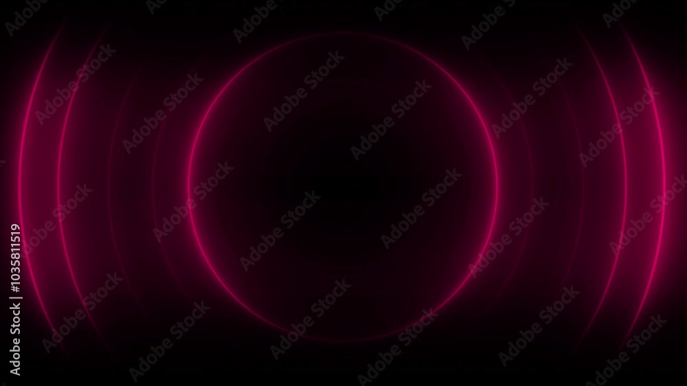 Abstract neon radio waves. Wave diffusion animation, Neon Radio Waves Animation, Seamless Loop Searching process in futuristic interface, connection signal concept,