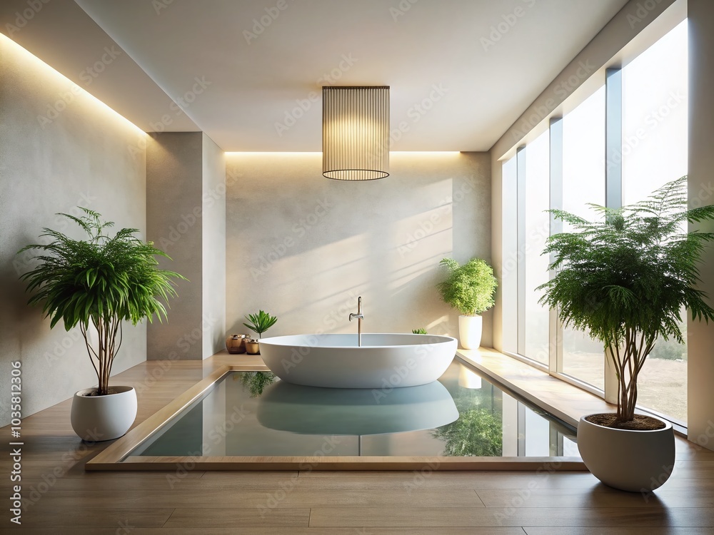 Fototapeta premium Serene Flotation Tank for Deep Relaxation in Minimalist Style – Tranquil and Inviting Environment