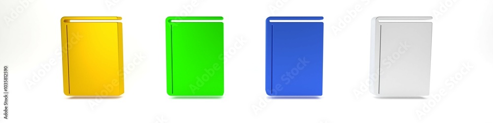 Colorful Book icon isolated on white background. Minimalism concept. 3D render illustration