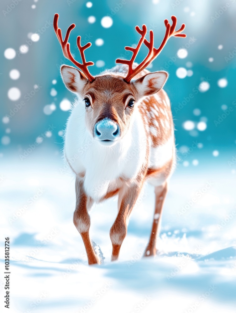 Lone Reindeer in Snowy Landscape Lone Reindeer in Snowy Landscape