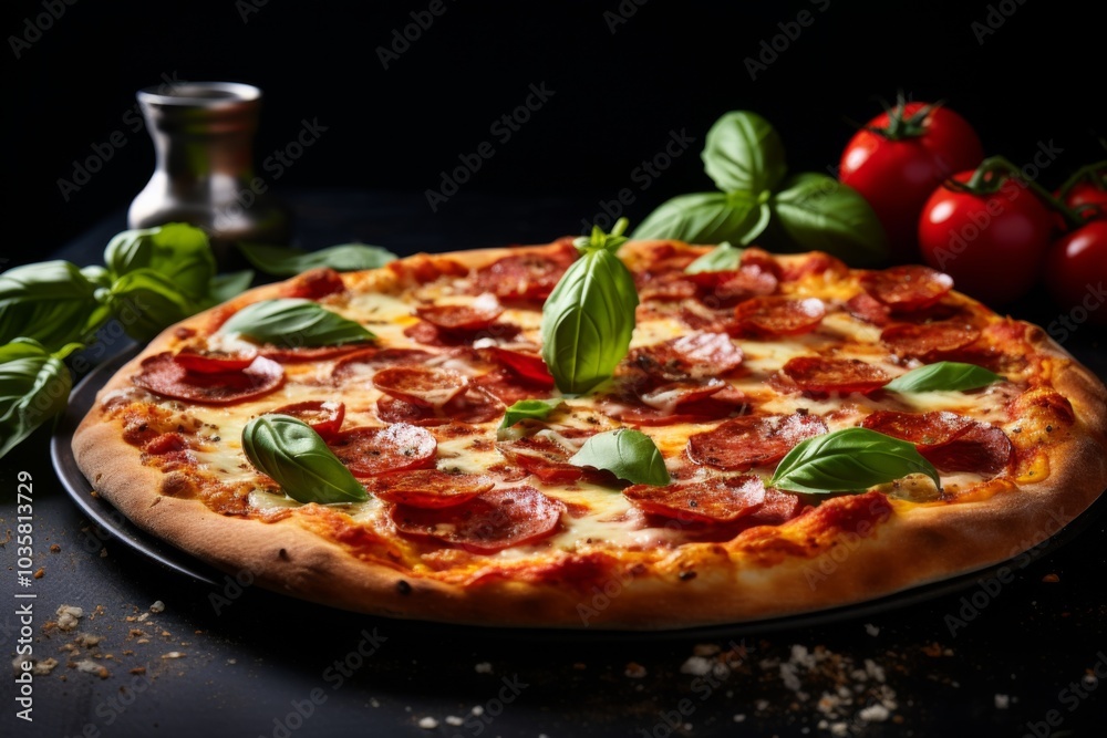 pizza with salami and tomatoes,ai generated pizza with salami and tomatoes,ai generated