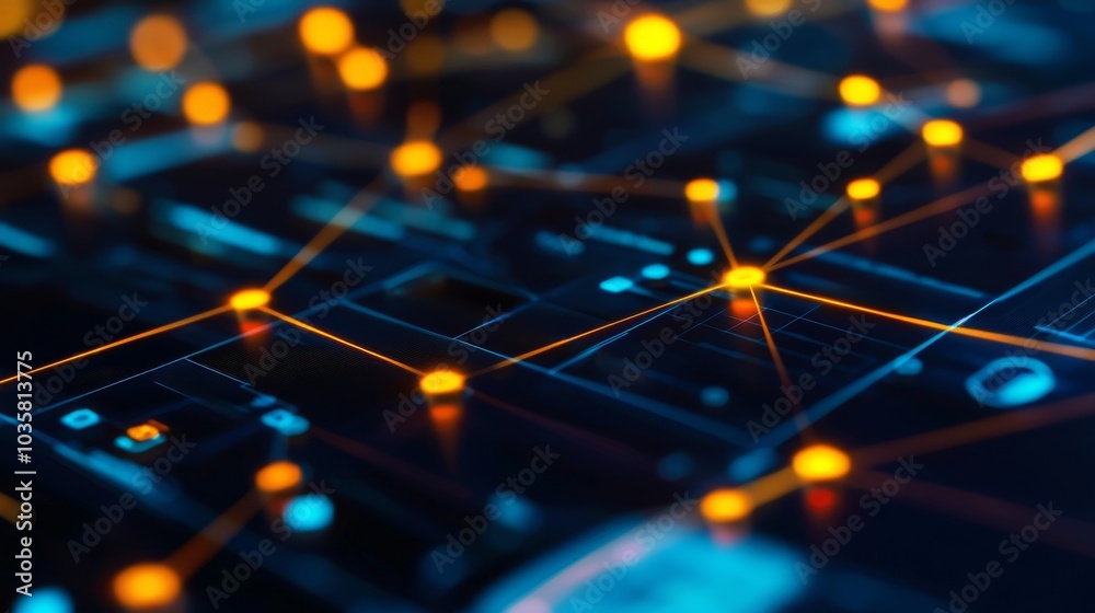 A vibrant, abstract representation of a network with glowing nodes and interconnected lines, symbolizing technology and digital communication. A vibrant, abstract representation of a network with glowing nodes and interconnected lines, symbolizing technology and digital communication.