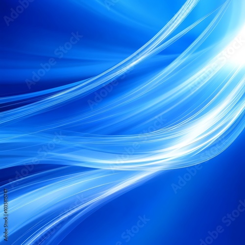 A vibrant abstract blue background with flowing light lines, creating a sense of depth and motion.