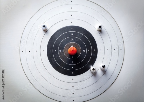 Shooting Target with Bullet Impact on White Background for Product Photography photo