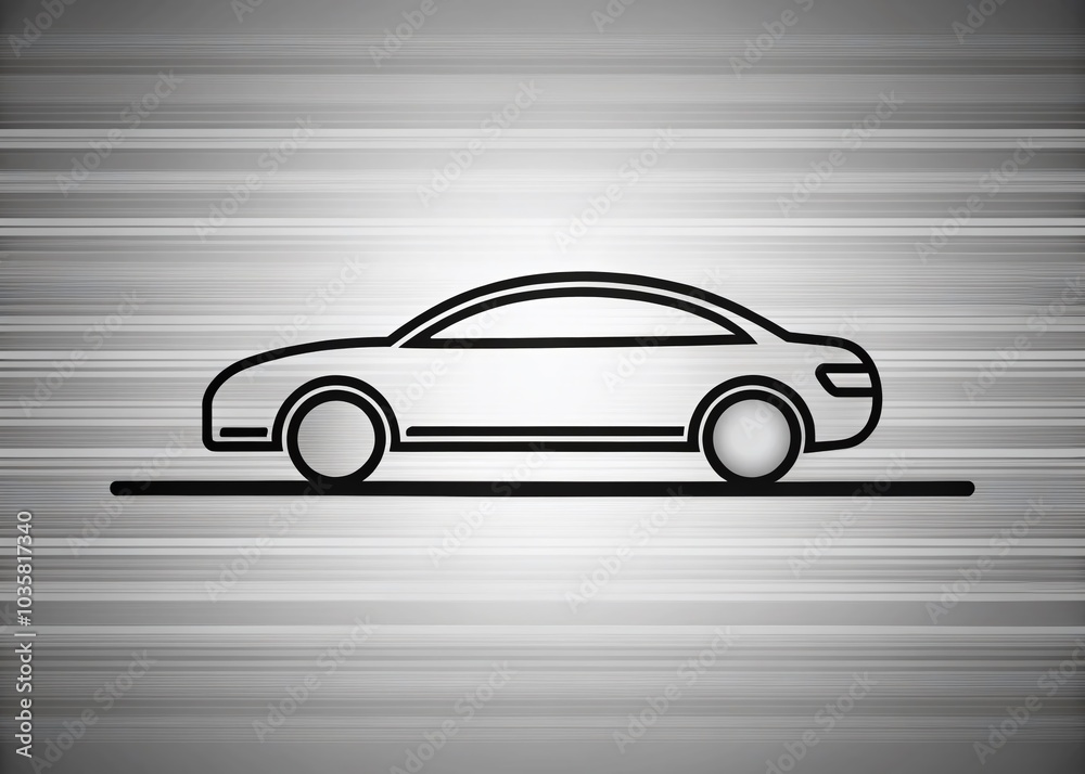Obraz premium Simple Black Line Car Icon in Long Exposure Style for Modern Transportation Graphics