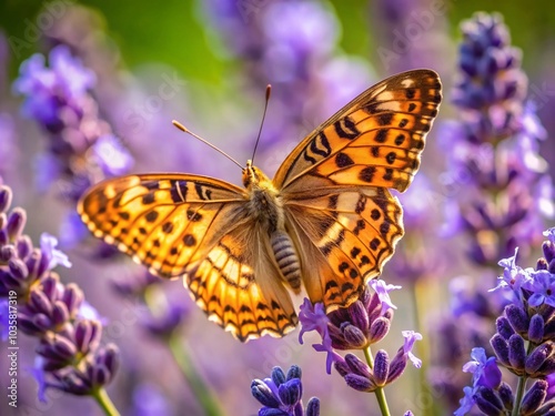 Silverwashed Fritillary Butterfly on Lavender Flower – Nature Documentary Photography photo