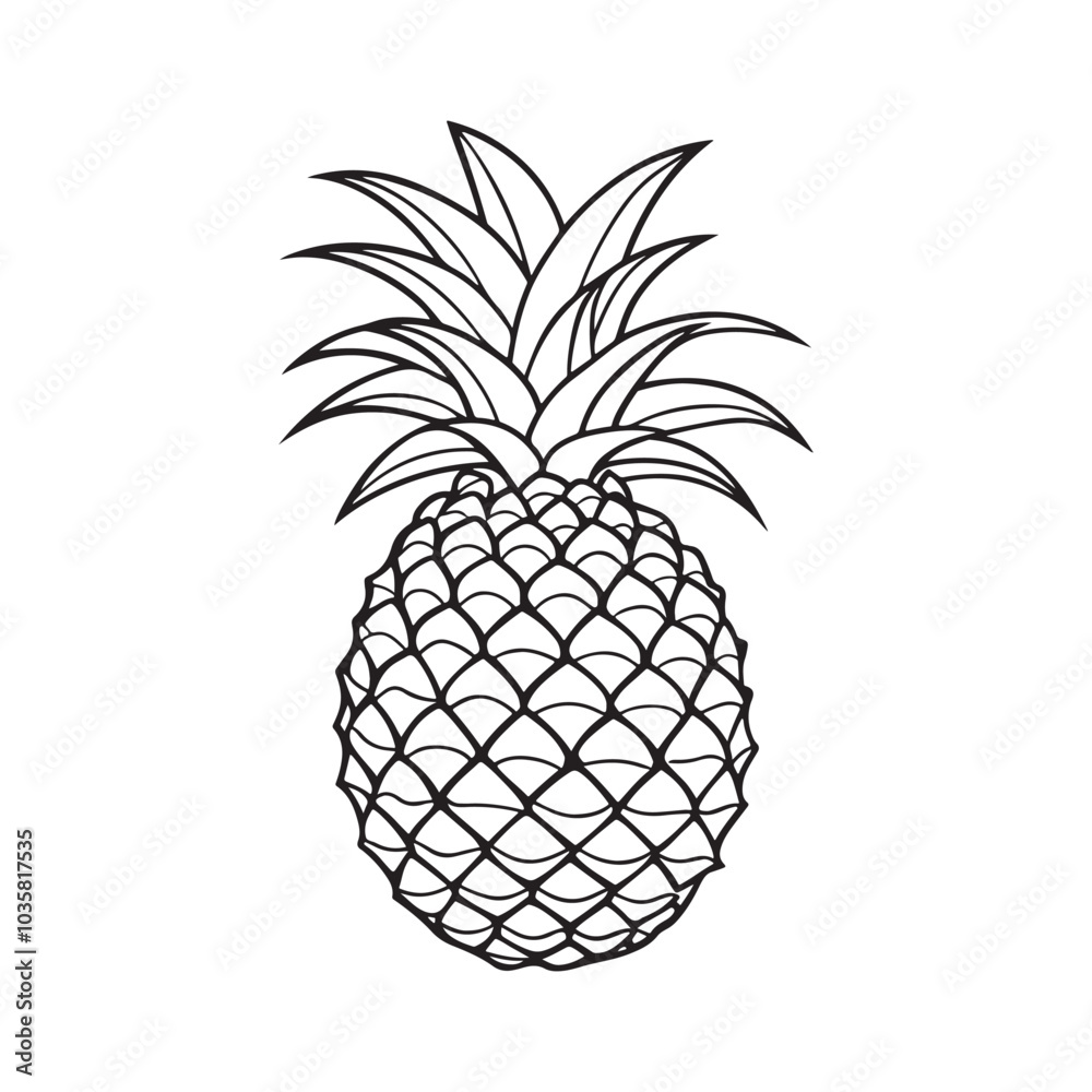 Obraz premium Vector silhouette image of a Pineapple on a white background