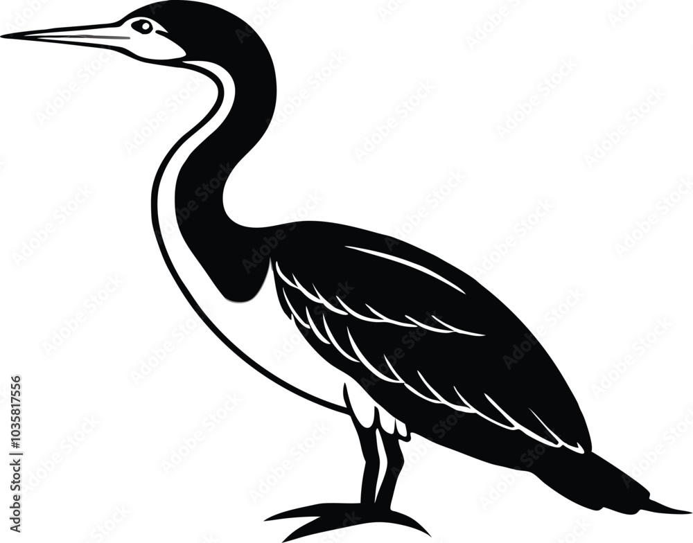 Fototapeta premium cormorant silhouette vector illustration.