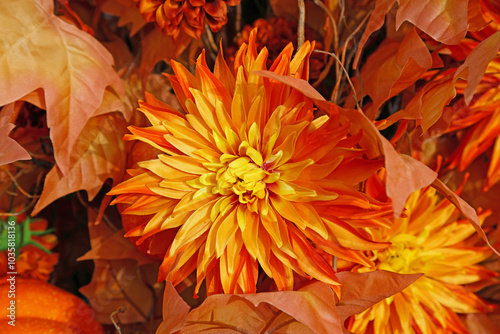 Artificial flowers in autumn colours