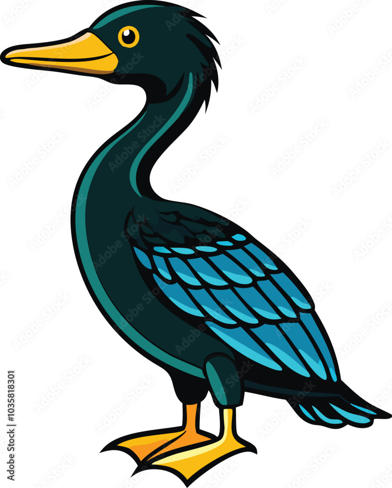 Fototapeta premium cormorant silhouette vector illustration.