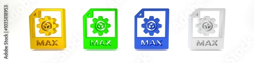 Colorful MAX file document. Download max button icon isolated on white background. MAX file symbol. Minimalism concept. 3D render illustration photo