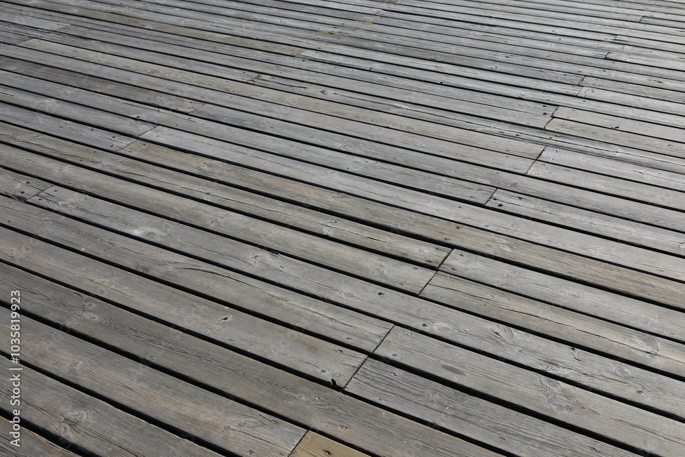 Detail of wooden pier flooring, Sopot, Poland Detail of wooden pier flooring, Sopot, Poland