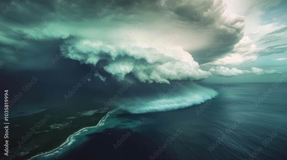 Fototapeta premium Dramatic Storm Clouds Over Remote Island Landscape