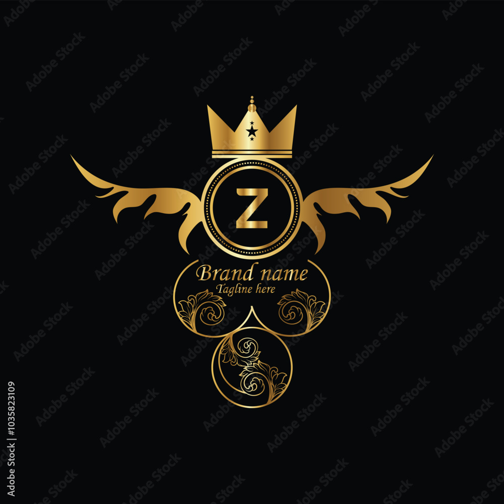 Fototapeta premium creative new latter z logo design and latter initial logo. z monogram latter logo , golden new z logo design with black color ,new template design