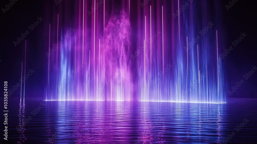 Neon Lights Reflecting in a Pool of Water Neon Lights Reflecting in a Pool of Water
