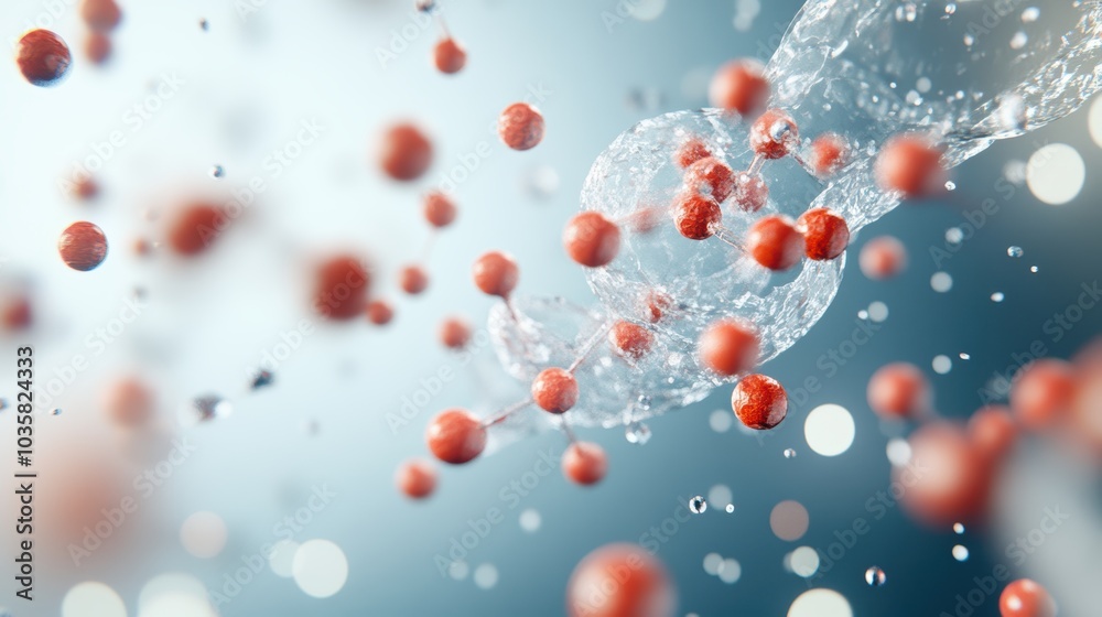 An abstract illustration of molecules interacting with each other, representing the dynamic nature of chemical reactions. An abstract illustration of molecules interacting with each other, representing the dynamic nature of chemical reactions.