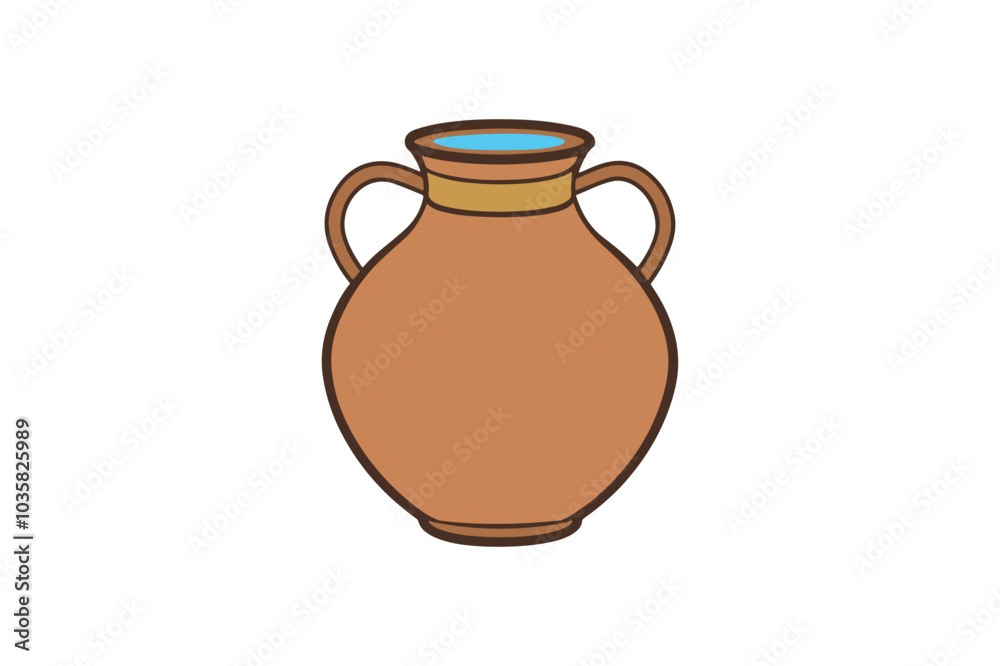 A clay pot filled with water clipart. Cartoon drawing of antique ceramic jar - isolated vector illustration for creative projects and design ideas A clay pot filled with water clipart. Cartoon drawing of antique ceramic jar - isolated vector illustration for creative projects and design ideas