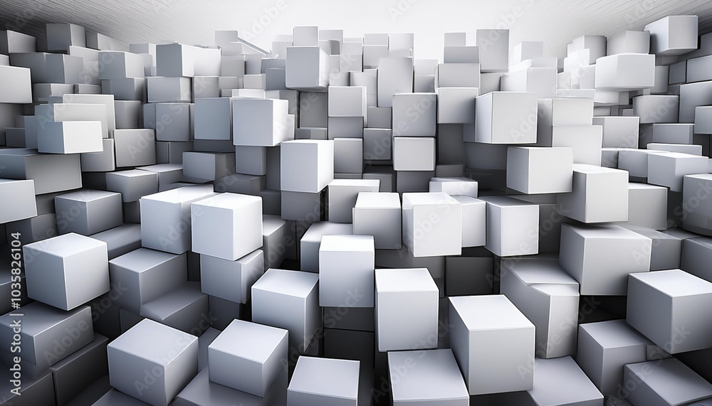 Random shifted white cube boxes block background wallpaper banner with copy space Random shifted white cube boxes block background wallpaper banner with copy space