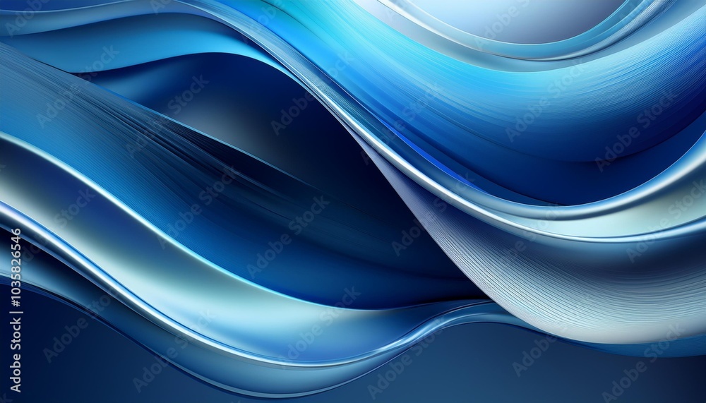 Fototapeta premium Blue abstract background of dynamic flowing waves 