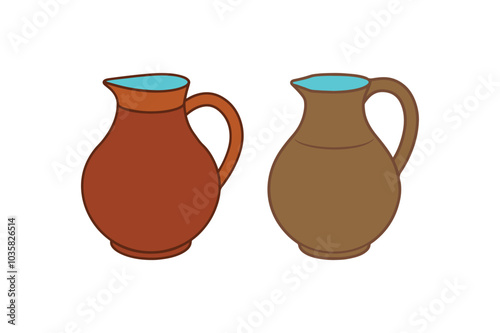 Clay jug filled with water - Authentic clay pot designs are ideal for home decor and celebrating cultural heritage.