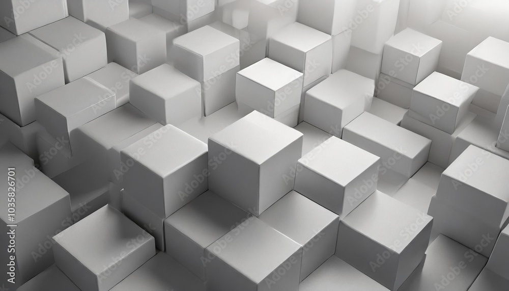 Random shifted white cube boxes block background wallpaper banner with copy space Random shifted white cube boxes block background wallpaper banner with copy space
