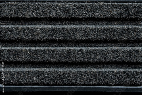 Close-up of a Black Textured Surface with Raised Lines photo