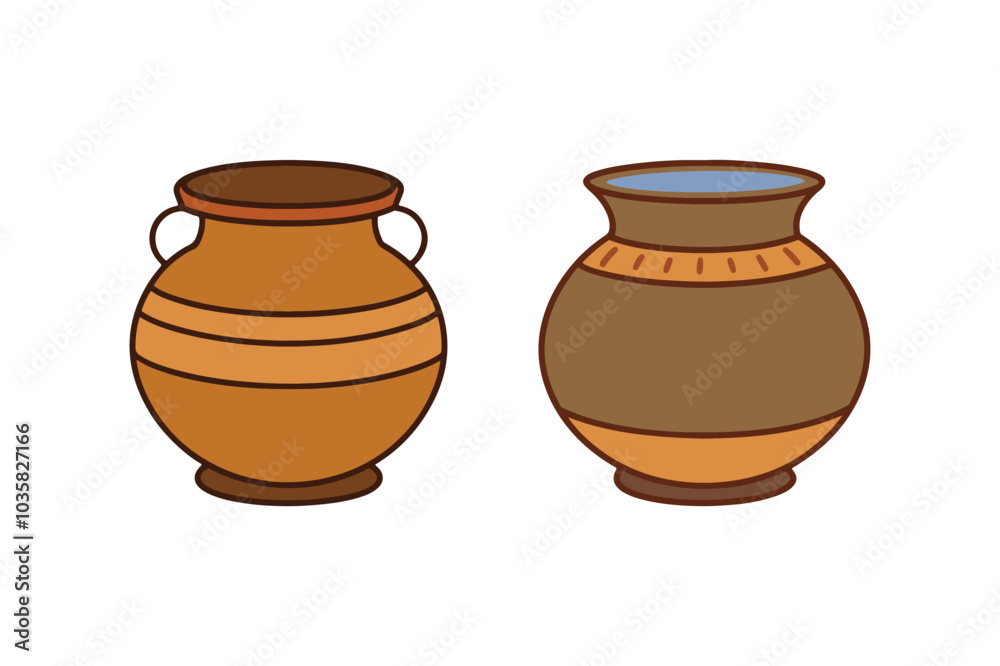 Clay water pot - Traditional matka and ghada vector illustration perfect for cultural art and decoration