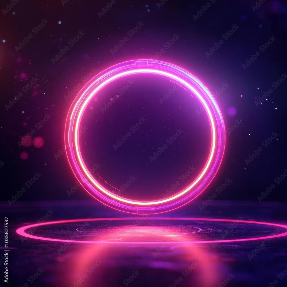 Floating time rings, glowing neon, dark cosmic backdrop, sci-fi design Floating time rings, glowing neon, dark cosmic backdrop, sci-fi design