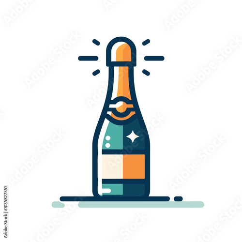 Celebratory champagne bottle illustration modern and vibrant design