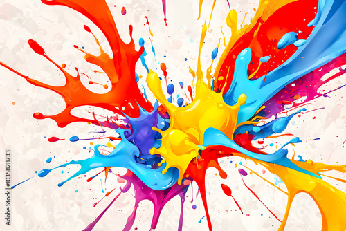 Splash of color ink on the abstract background.