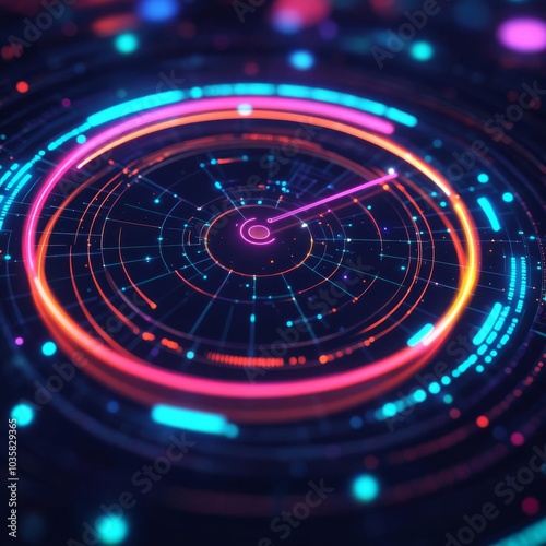 Wallpaper Mural Holographic time map, floating symbols, cosmic background, vibrant colors Torontodigital.ca